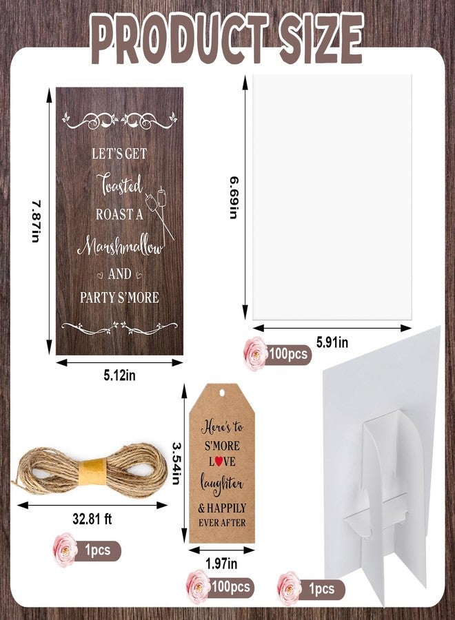 Moinchore 100 Sets Smores Wedding Favors Including 100 Clear Cellophane Smore Bags 100 Paper Insert S'more Love Tags Desktop Stand and 32.81 ft Twine for Wedding Baby Shower Party Favors (Rustic) - Image 2